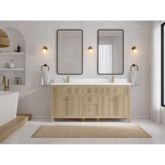Willow Collections 72'' Free Standing Double Bathroom Vanity with Quartz Top | Wayfair
